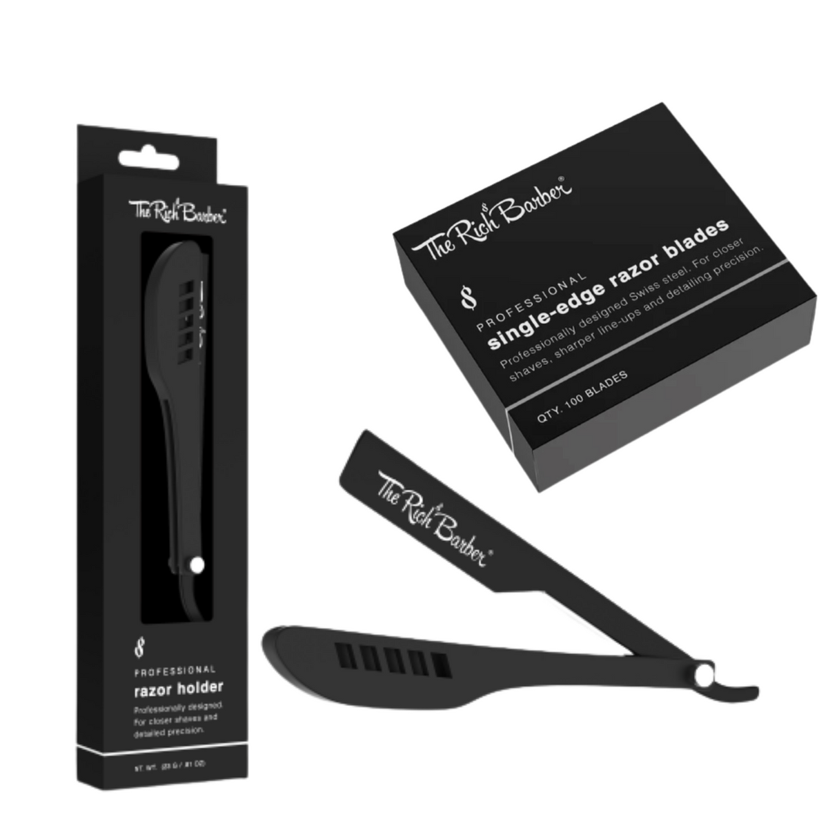 Personalized Barber Grooming Set w/ Straight Razor & Sharpening Stone